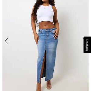True Religion Denim Maxi Skirt w Slit NWT